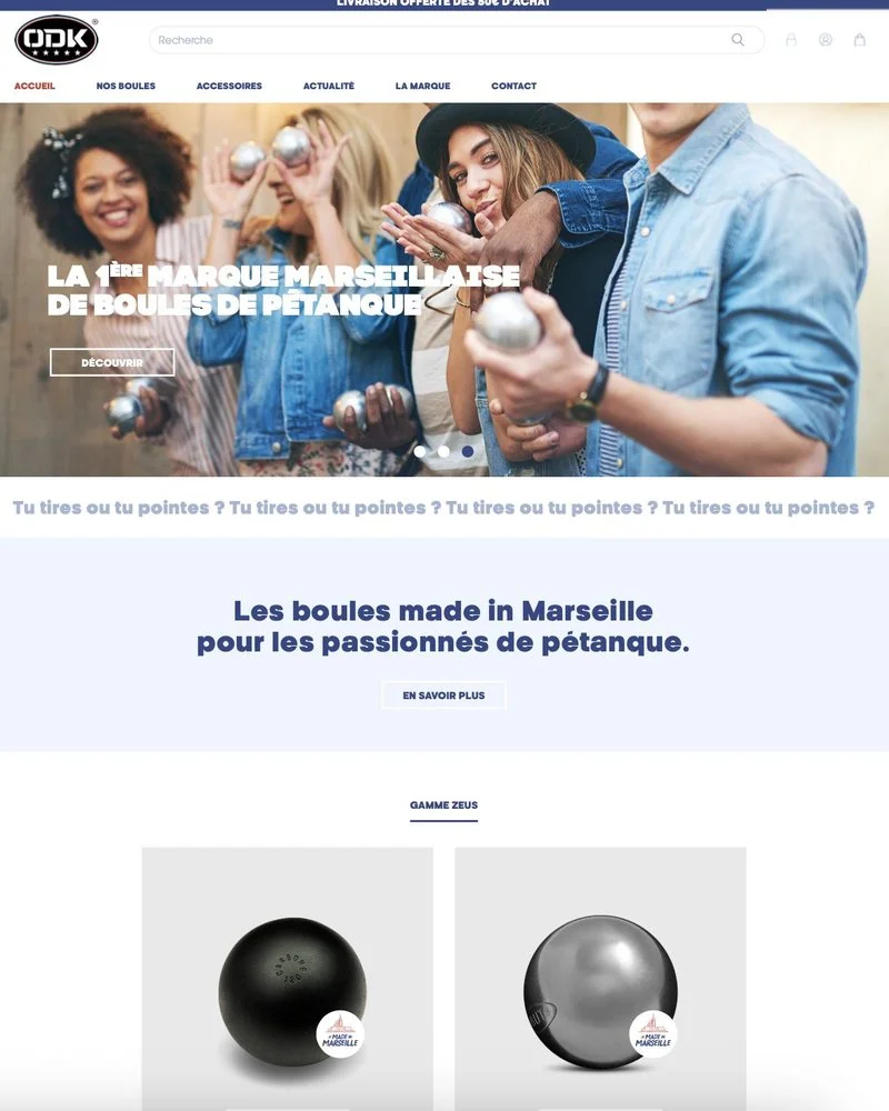 Site ODK, marque marseillaise de pétanque
