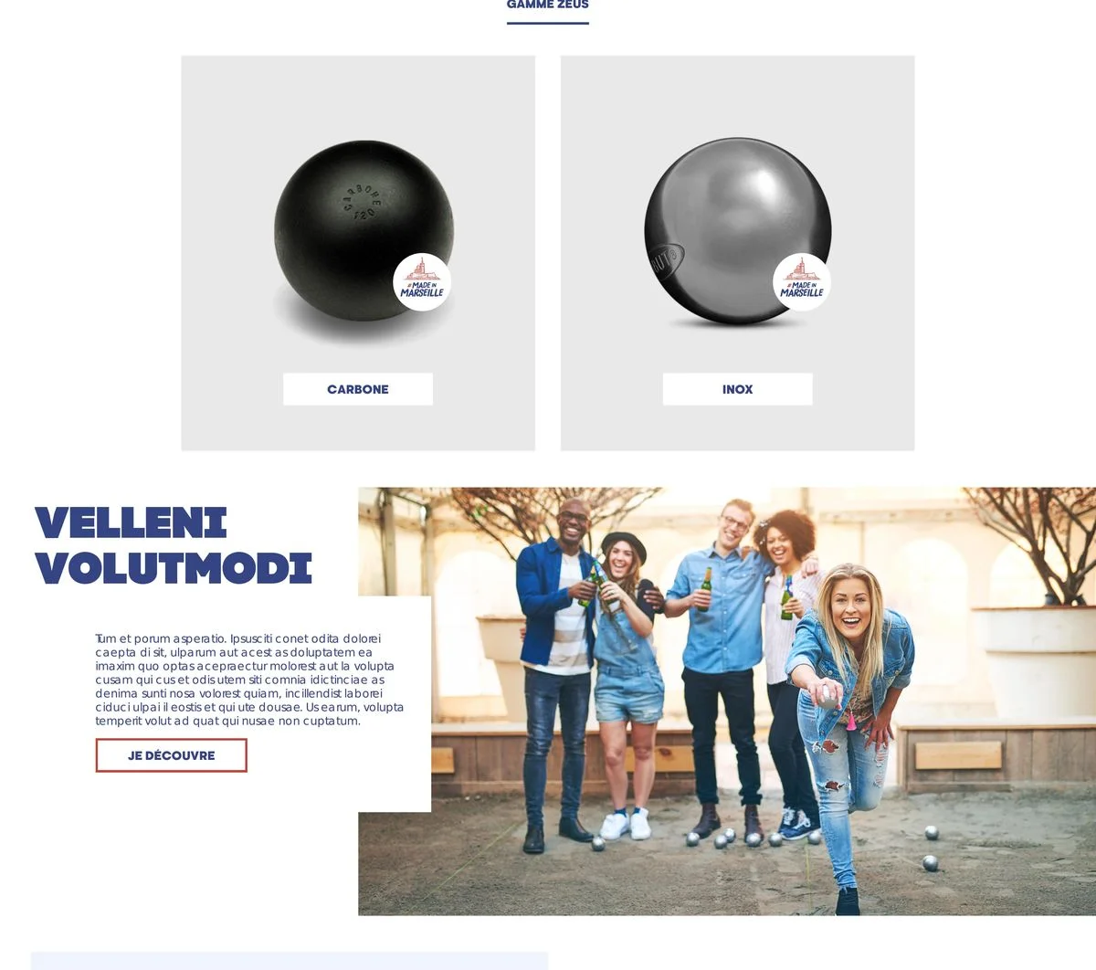 Suite de la page ODK : gamme de boules carbone et inox, univers de marque